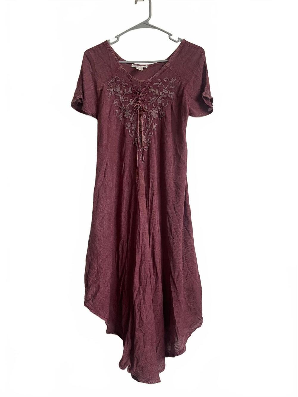 Cute Options witchy boho fairycore goblincore folk peasant lace up dress os l